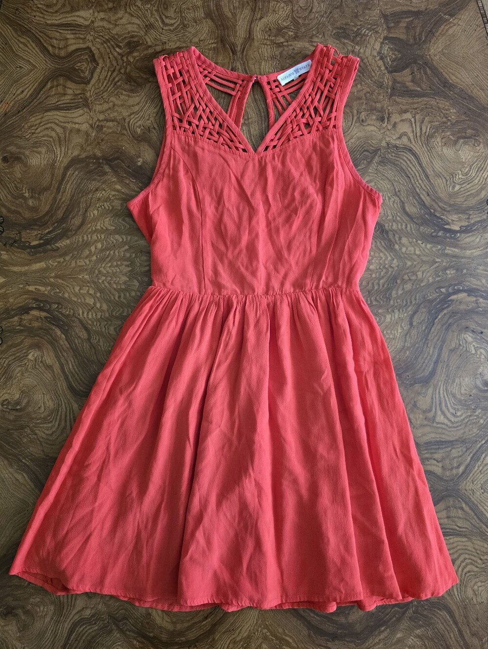 Altar'd State Fit and Flare Skater Dress with Lattice Detail Womens Small, Red